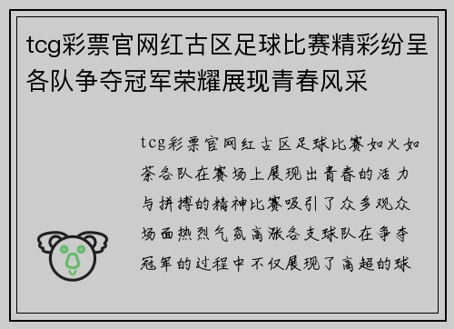 tcg彩票官网红古区足球比赛精彩纷呈各队争夺冠军荣耀展现青春风采